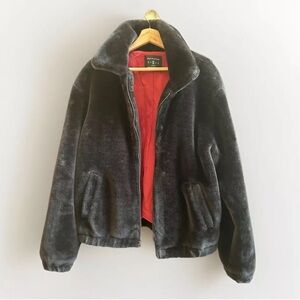 Urban Outfitters Faux Fur Womens Jacket Size Medium Black Soft Fuzzy Full Zip